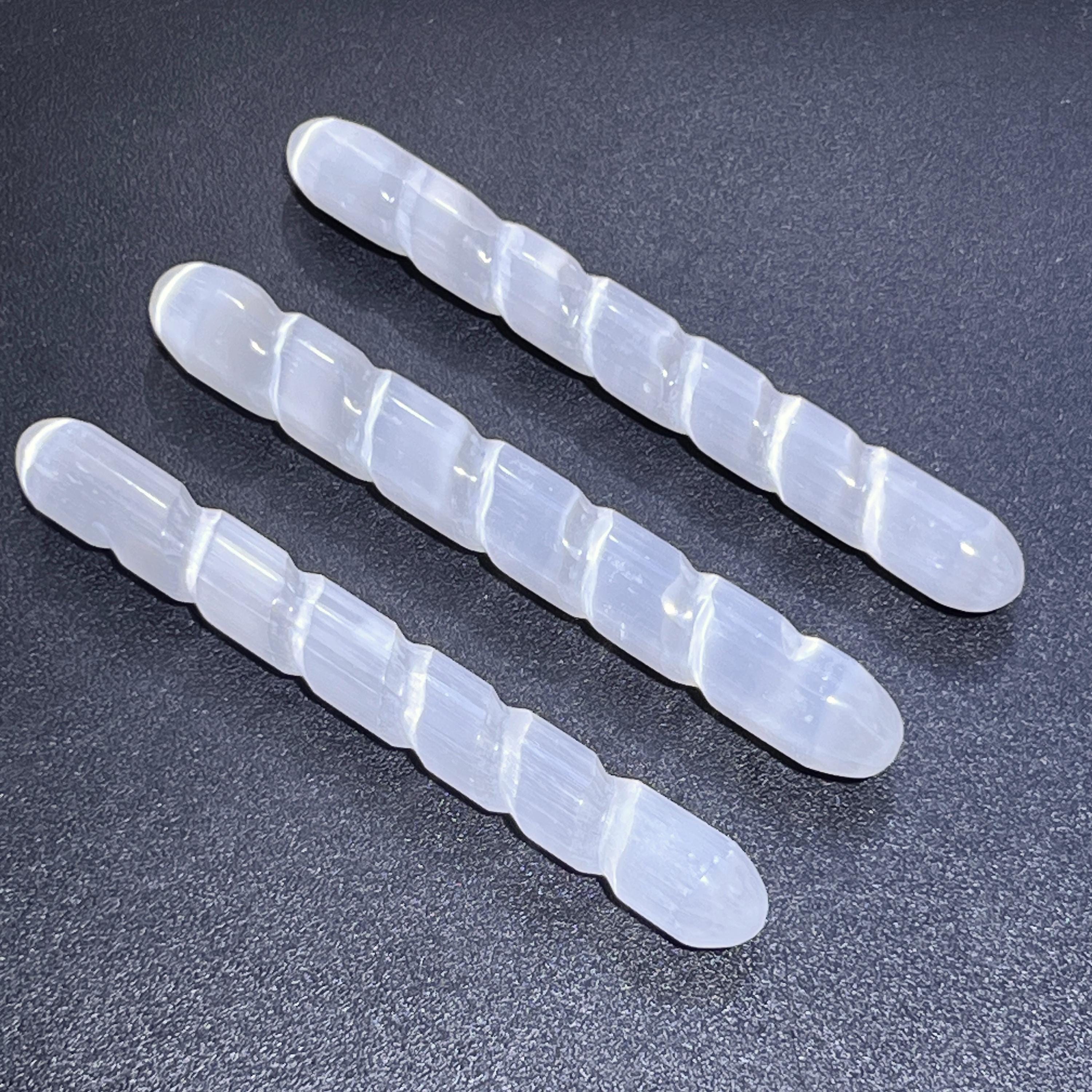 Selenite Satin Spar Crystal Spiral Wand Carving (5-6 Inches) Amazing Crystals