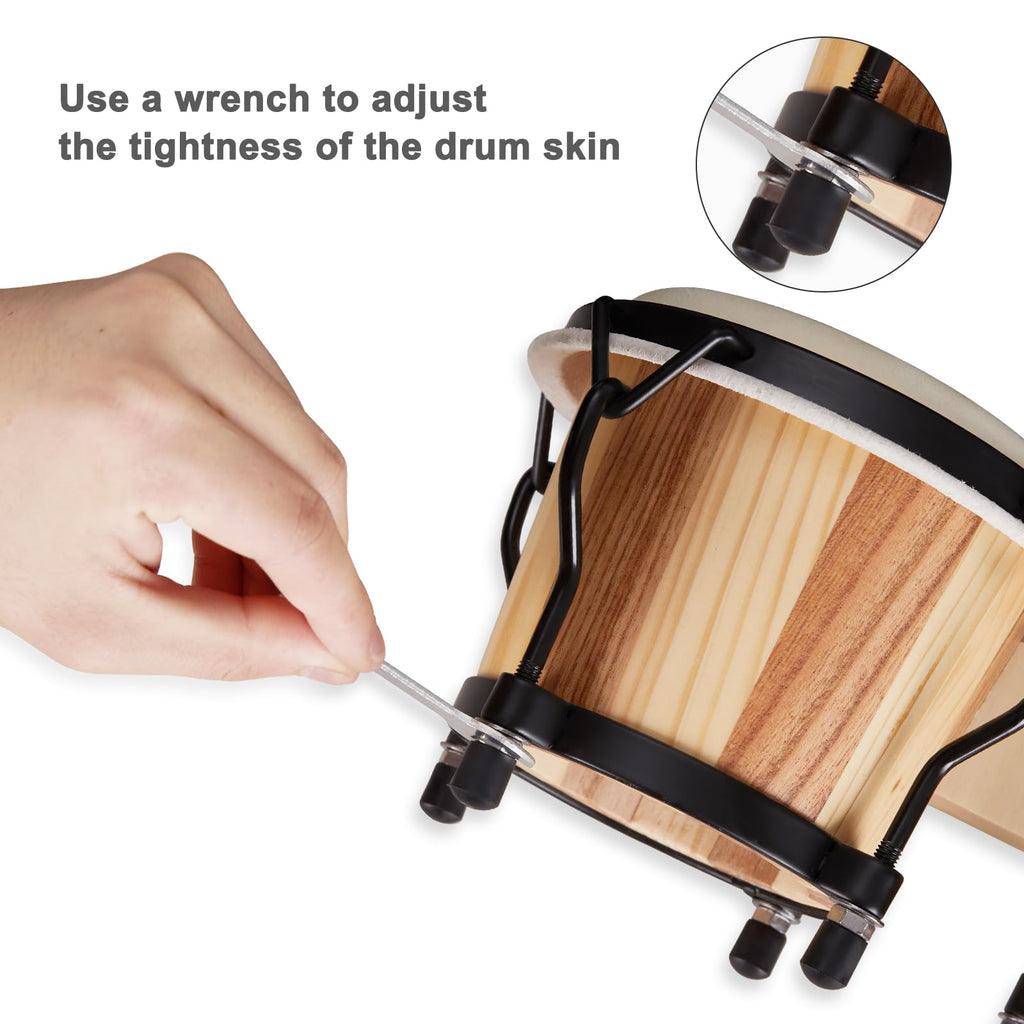 MUSICUBE Bongo Drum Set, 6” and 7” Percussion Instrument, Wooden and Metal Drum for Adult Kids Beginners Professionals with Tuning Wrench MindFreakArtistry