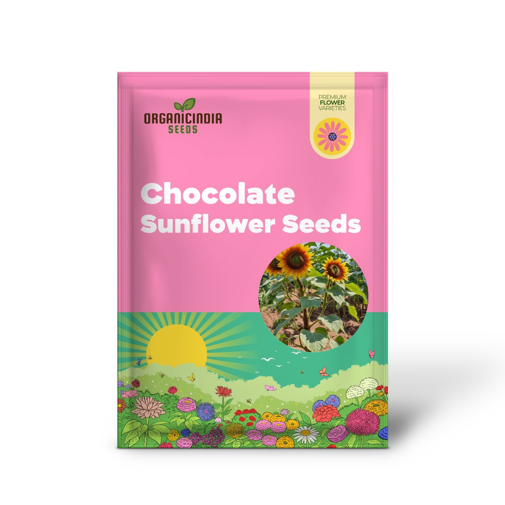 Vibrant Chocolate Sunflower Seeds - Grow Stunning Sunflowers with Rich Chocolate Petals organicindiaseeds