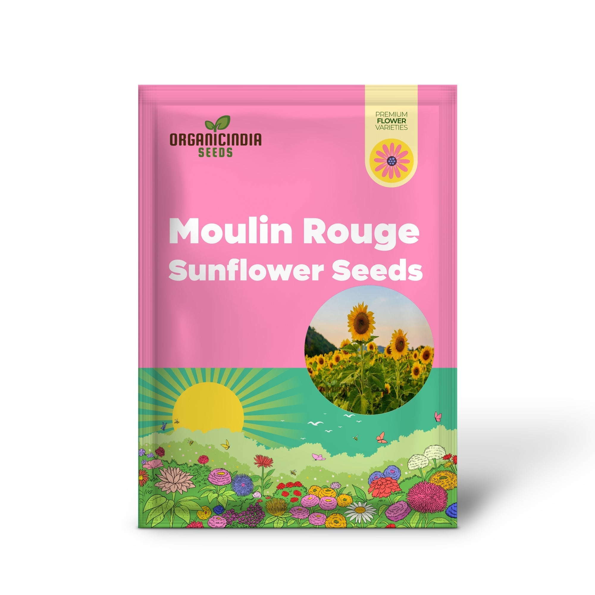 Moulin Rouge Sunflower Seeds, Exquisite Deep Red Blooms with Stunning Garden organicindiaseeds