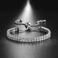 Women's White Gold Plated Tennis Bracelet Adjustable Slider Fashion Hut Jewelry