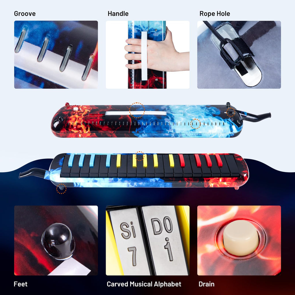 CAHAYA Melodica 32 Keys Double Tubes Mouthpiece Air Piano Keyboard Musical Instrument with Carrying Bag 32 Keys, Black, CY0050-1 MindFreakArtistry