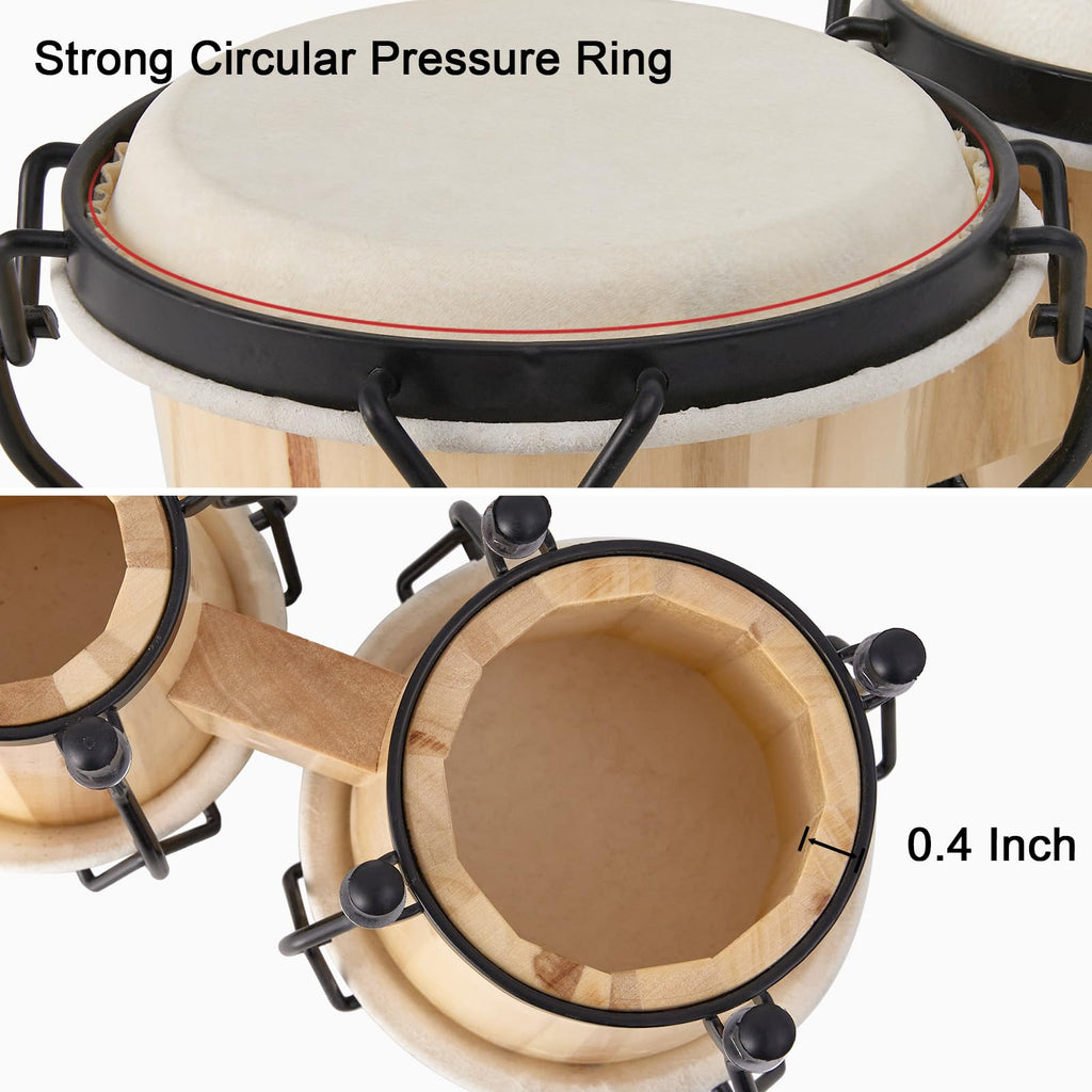 MUSICUBE Bongo Drum Set, 6” and 7” Percussion Instrument, Wooden and Metal Drum for Adult Kids Beginners Professionals with Tuning Wrench MindFreakArtistry