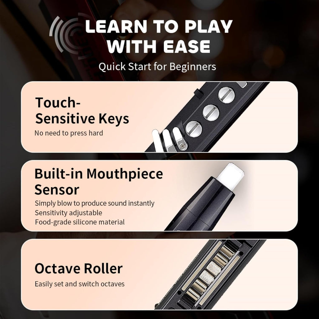 AP 300 Pro Electronic Wind Instrument with Bulit in OTG Recording and LCD Display Screen. 108 Global Tones Digital Saxophone with 6000Ah Battery and Bluetooth. (Golden) MindFreakArtistry