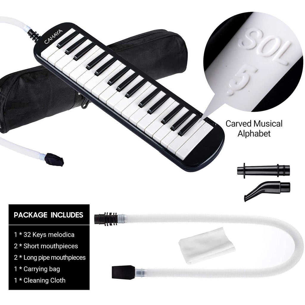 CAHAYA Melodica 32 Keys Double Tubes Mouthpiece Air Piano Keyboard Musical Instrument with Carrying Bag 32 Keys, Black, CY0050-1 MindFreakArtistry