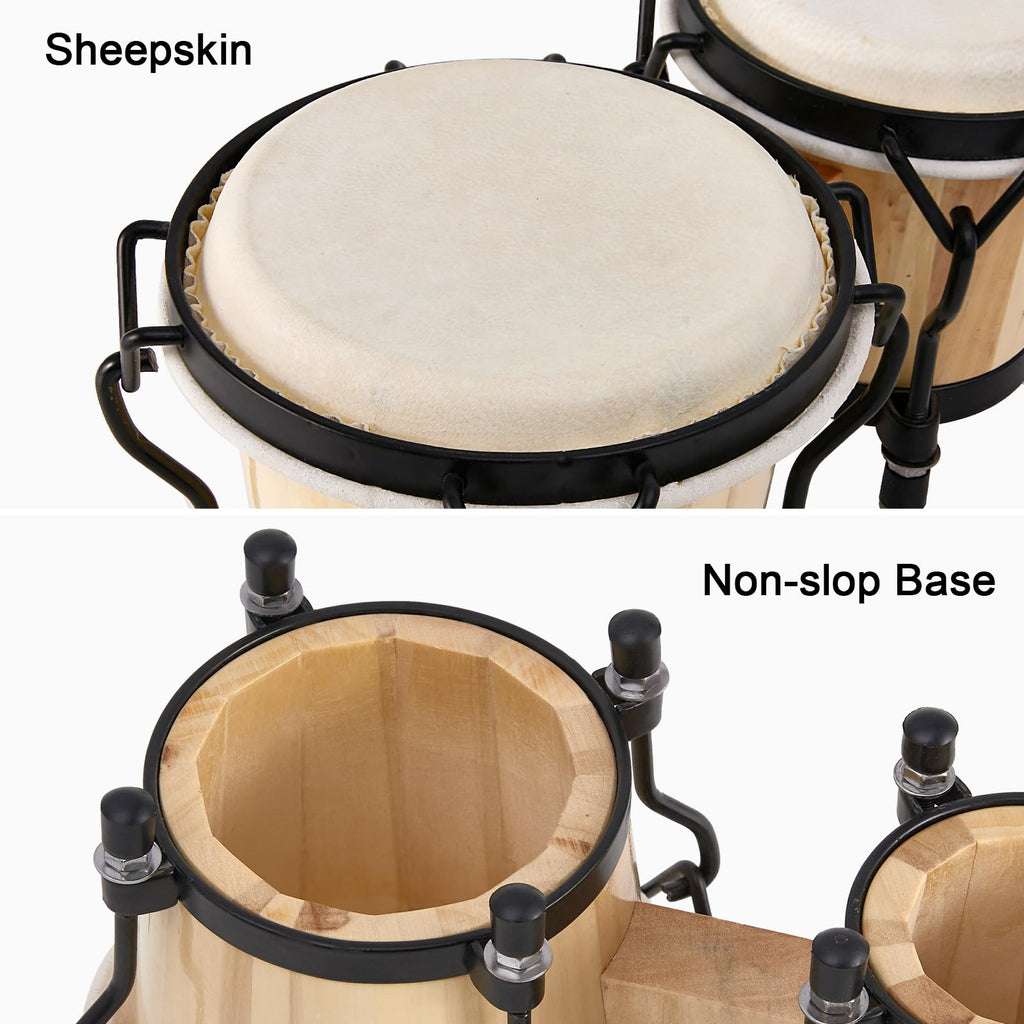 MUSICUBE Bongo Drum Set, 6” and 7” Percussion Instrument, Wooden and Metal Drum for Adult Kids Beginners Professionals with Tuning Wrench MindFreakArtistry