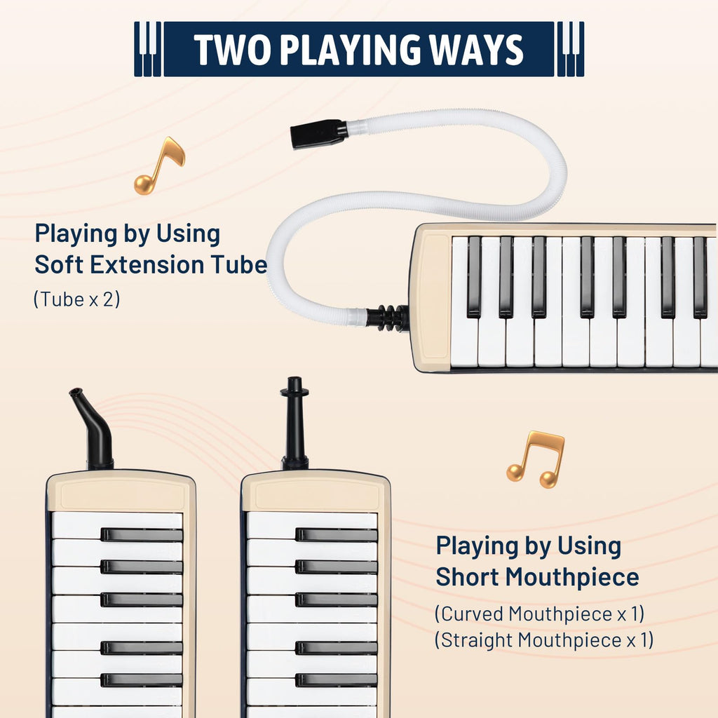 CAHAYA Melodica 32 Keys Double Tubes Mouthpiece Air Piano Keyboard Musical Instrument with Carrying Bag 32 Keys, Black, CY0050-1 MindFreakArtistry