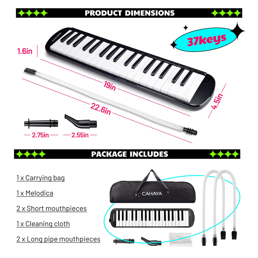 CAHAYA Melodica 32 Keys Double Tubes Mouthpiece Air Piano Keyboard Musical Instrument with Carrying Bag 32 Keys, Black, CY0050-1 MindFreakArtistry