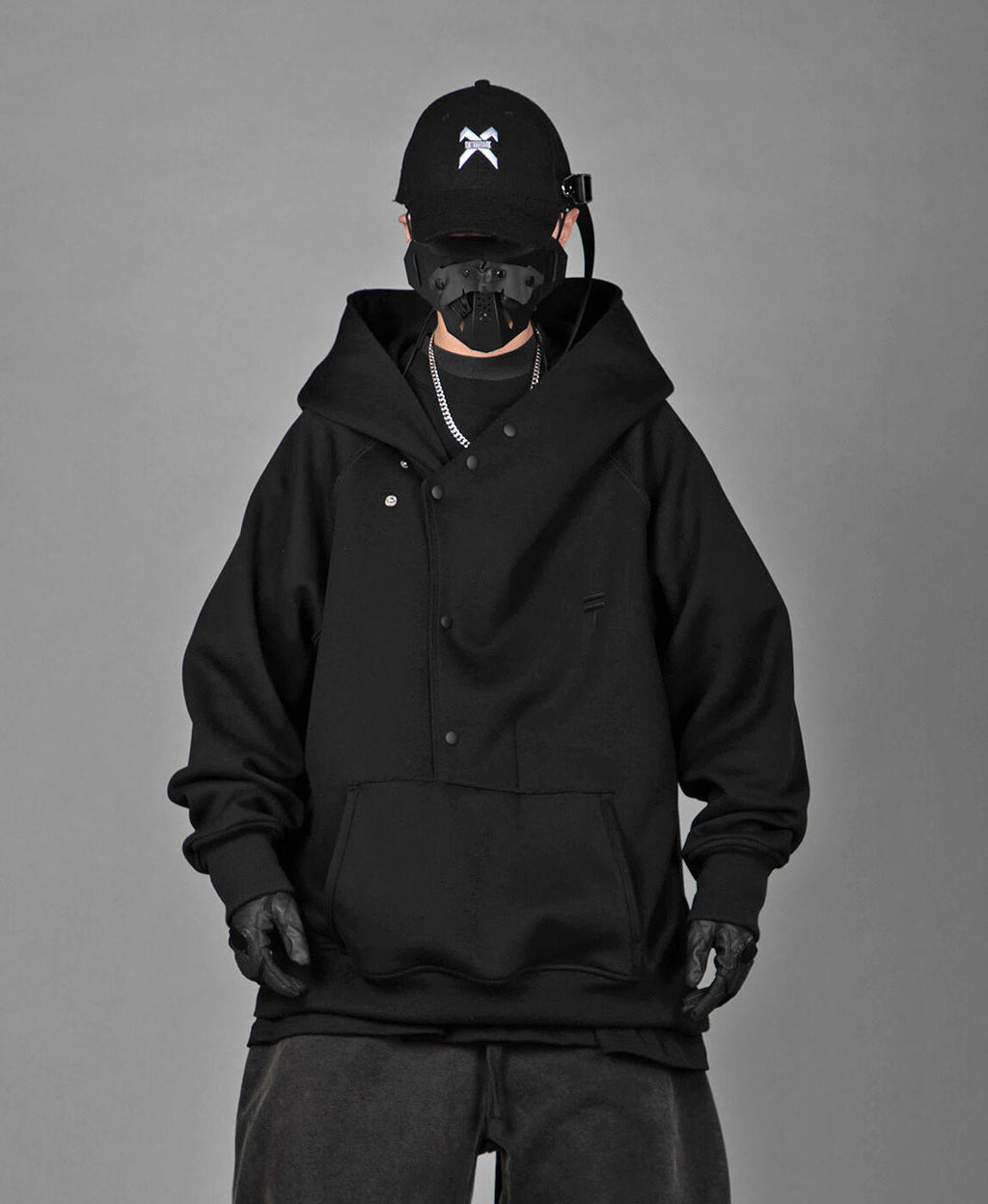 HiH38 Black Layered Hoodie Niepce
