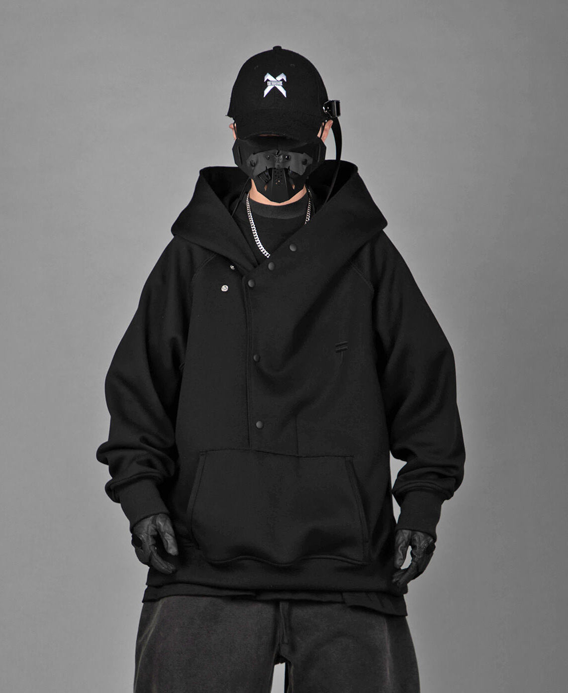 HiH38 Black Layered Hoodie Niepce