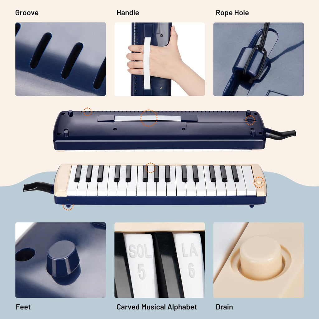 CAHAYA Melodica 32 Keys Double Tubes Mouthpiece Air Piano Keyboard Musical Instrument with Carrying Bag 32 Keys, Black, CY0050-1 MindFreakArtistry
