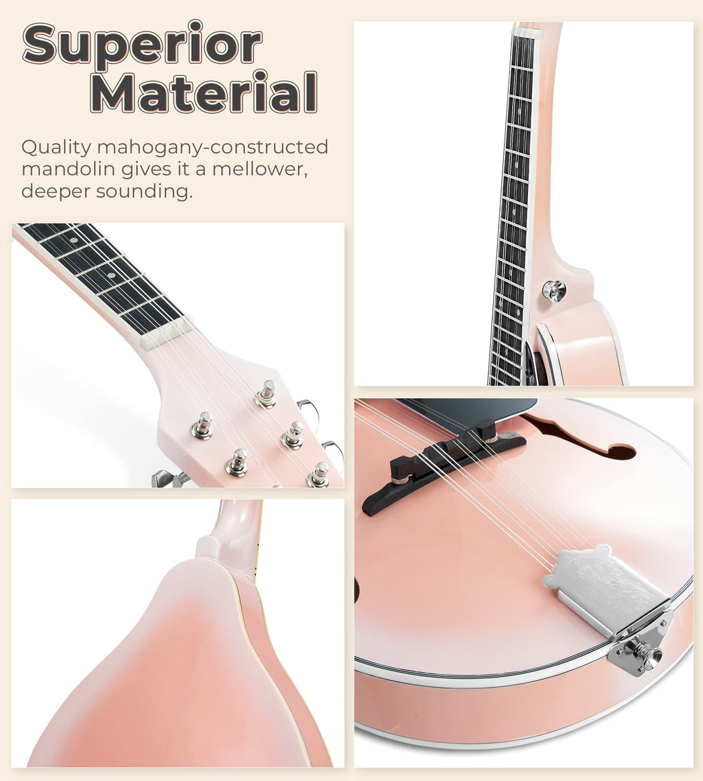 Vangoa Mandolin Musical Instrument A Style, Acoustic Mandolin Instrument Kit Italian 8 String for Professional Beginners Adults Teens Youth Kids, Sunburst, Glossy MindFreakArtistry