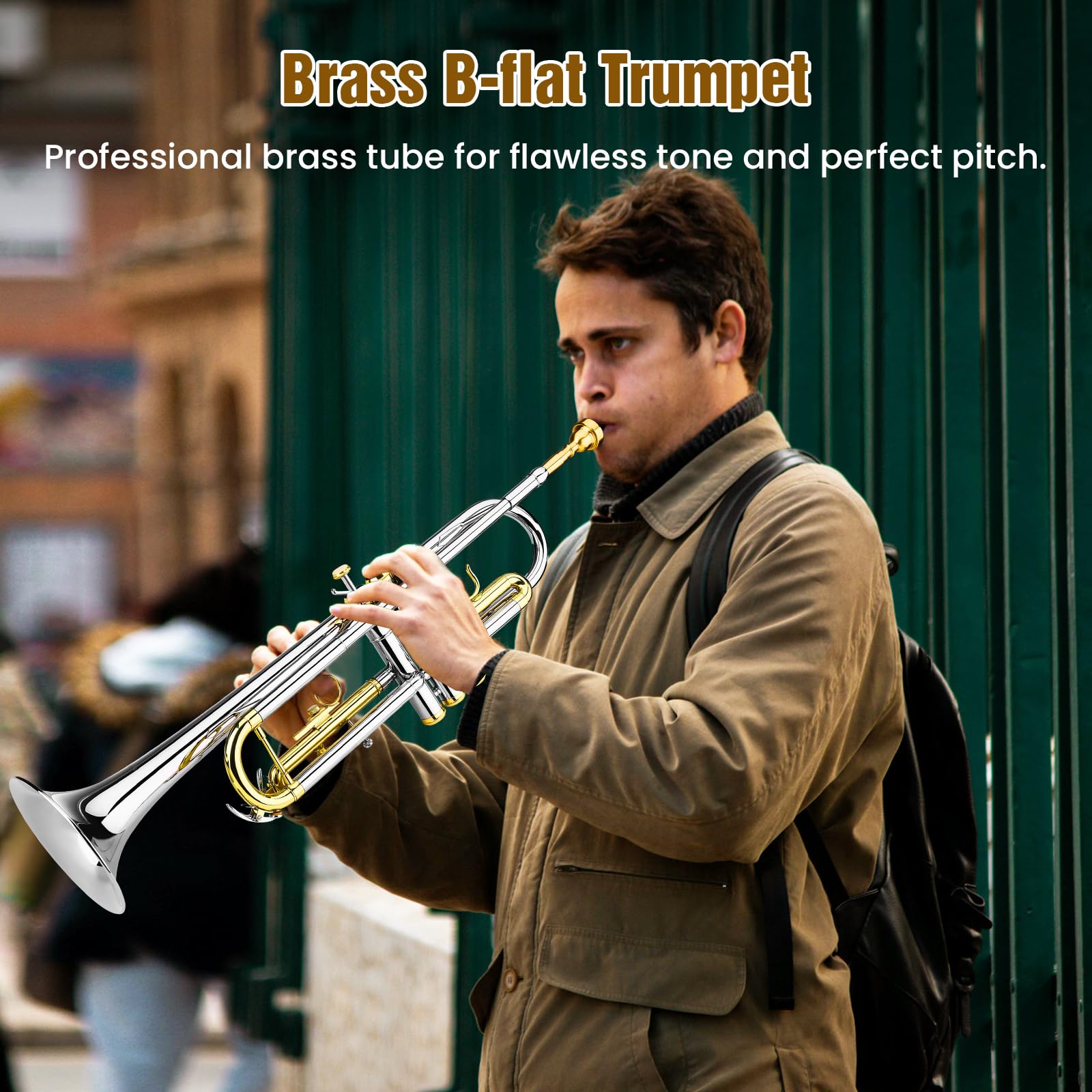 Asmuse Professional Trumpet Instrument Set,Student Trumpets for Beginners, Trompetas Musicales with Hard Case, Brass Instruments with Trumpet Cleaning Kit Gloves 7C Mouthpiece MindFreakArtistry