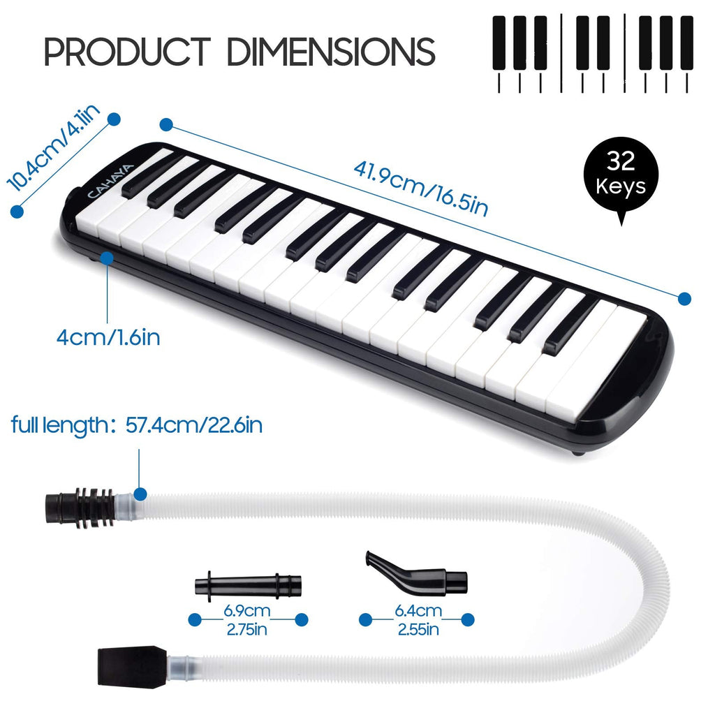 CAHAYA Melodica 32 Keys Double Tubes Mouthpiece Air Piano Keyboard Musical Instrument with Carrying Bag 32 Keys, Black, CY0050-1 MindFreakArtistry