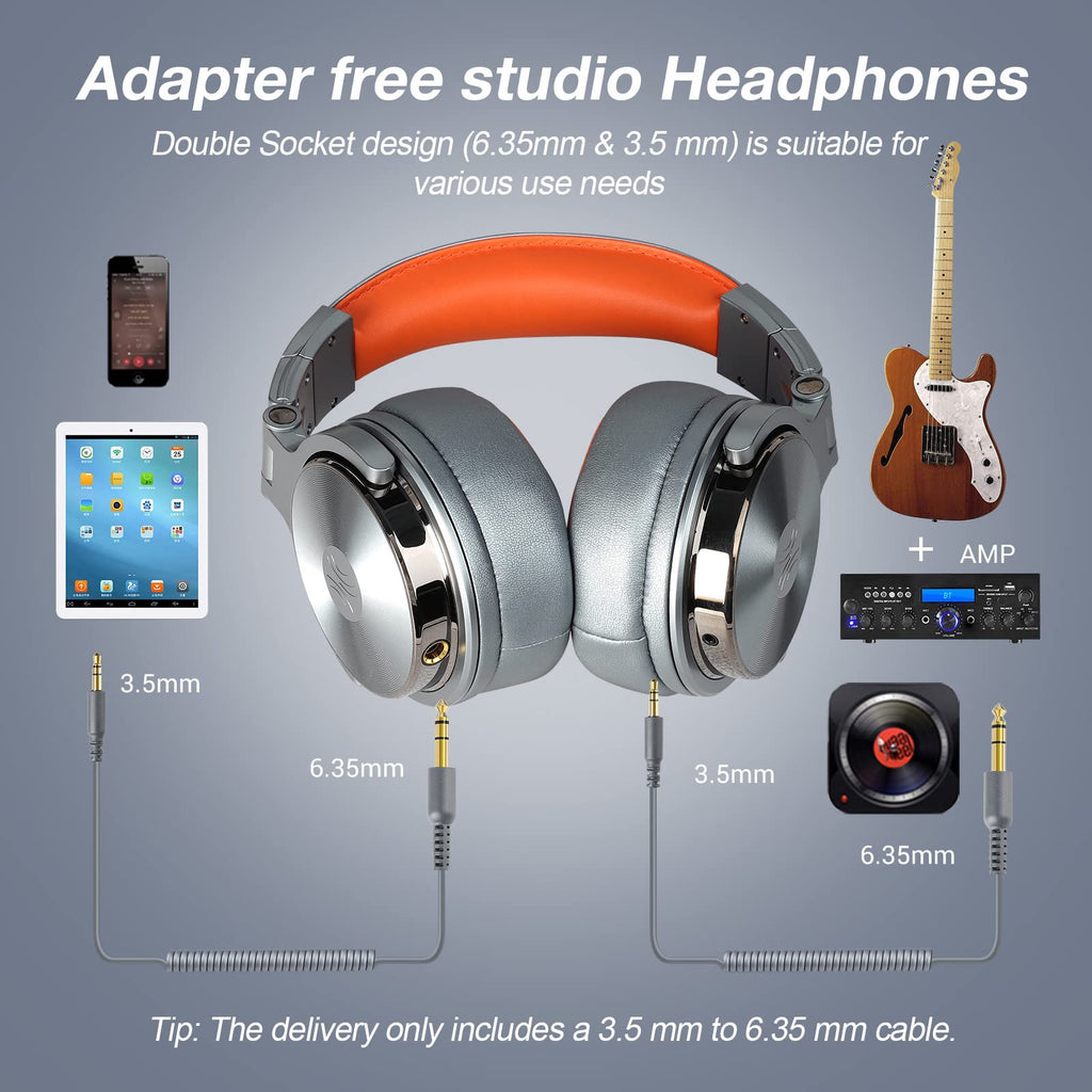OneOdio Hi-Res Over Ear Headphones for Studio Monitoring and Mixing, Sound Isolation, Protein Leather Earcups, 50mm Driver Unit, Wired Headphones for AMP Guitar Keyboard (Pro-50 Metallic Blue) MindFreakArtistry