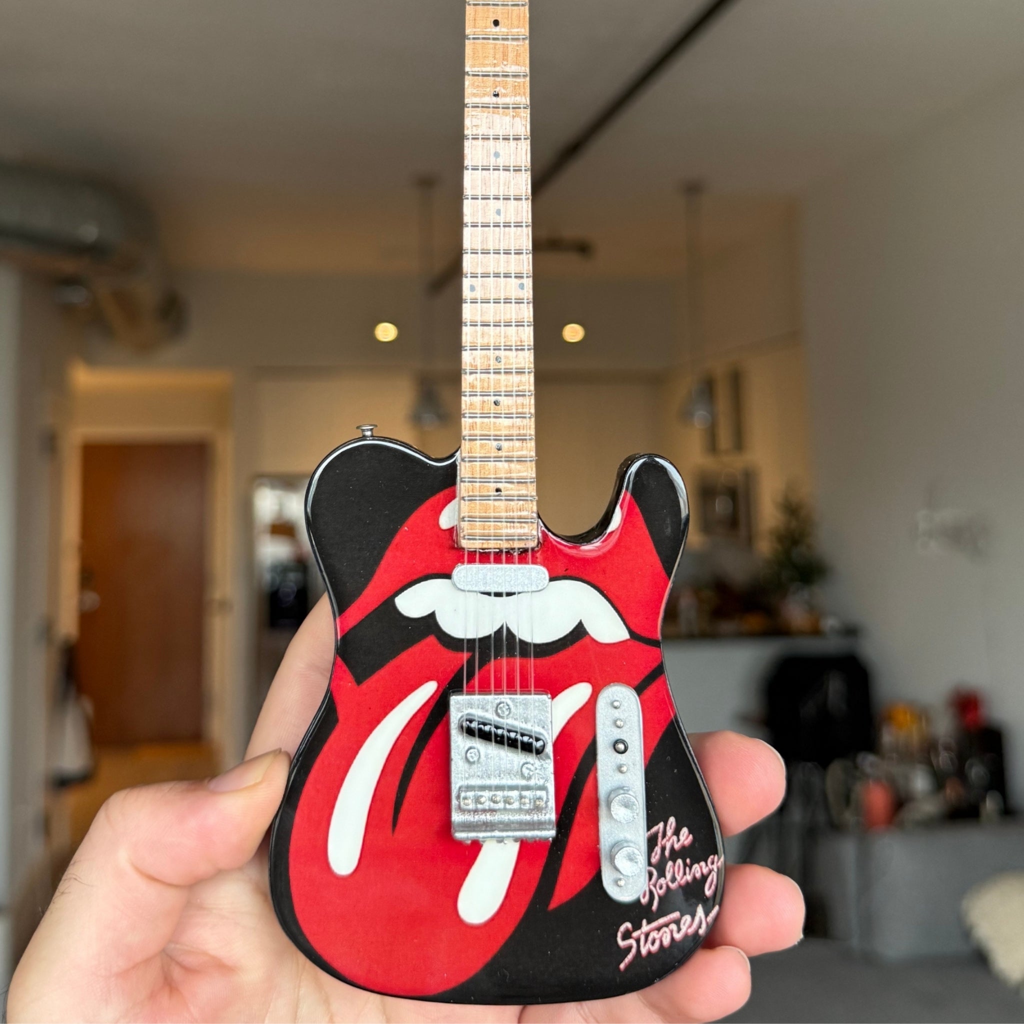 The Rolling Stones "Tongue and Lips" and "Tattoo You" Collectible Miniature Guitar Set The Mini Axe