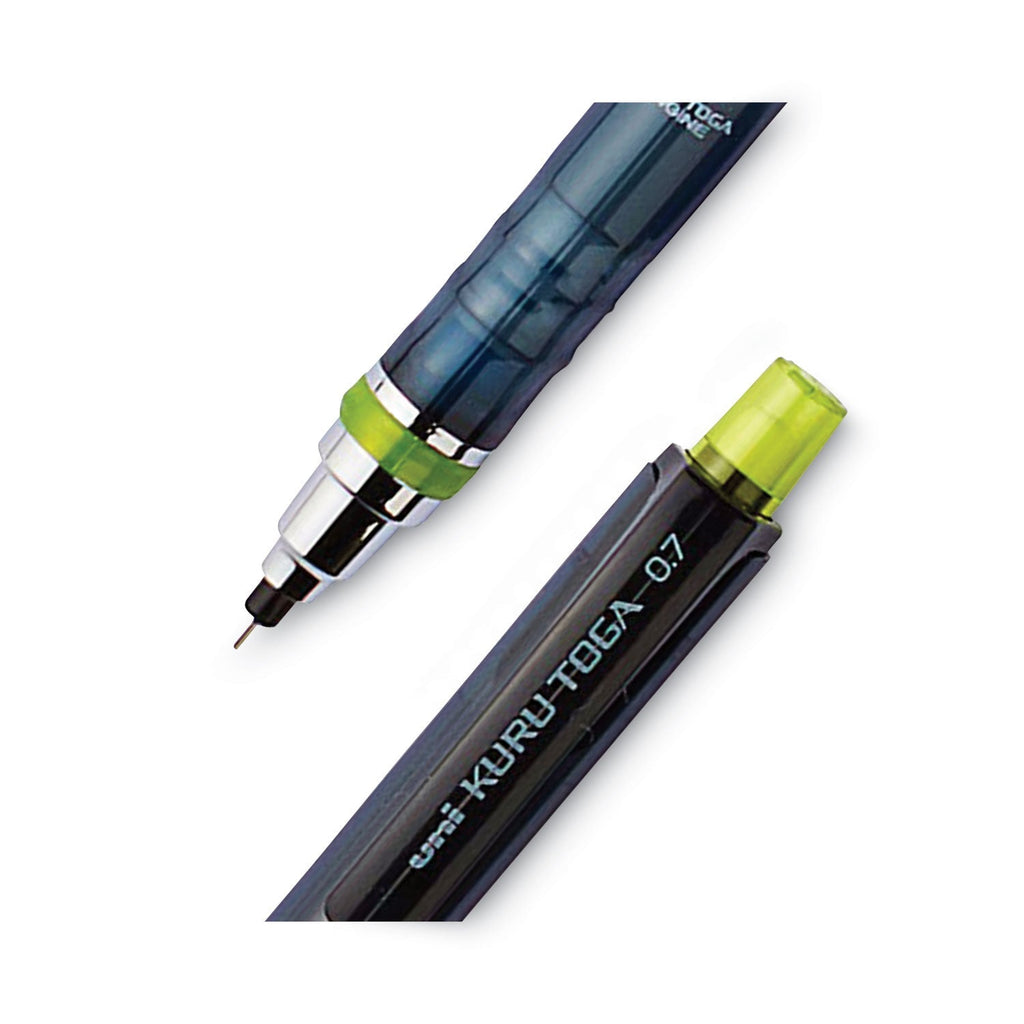 uniball KuruToga Mechanical Pencil, 0.7 mm, HB (#2), Black Lead, Black/Green Barrel 2xSavings