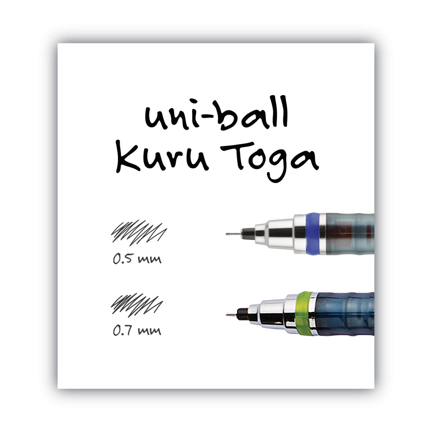 uniball KuruToga Mechanical Pencil, 0.7 mm, HB (#2), Black Lead, Black/Green Barrel 2xSavings