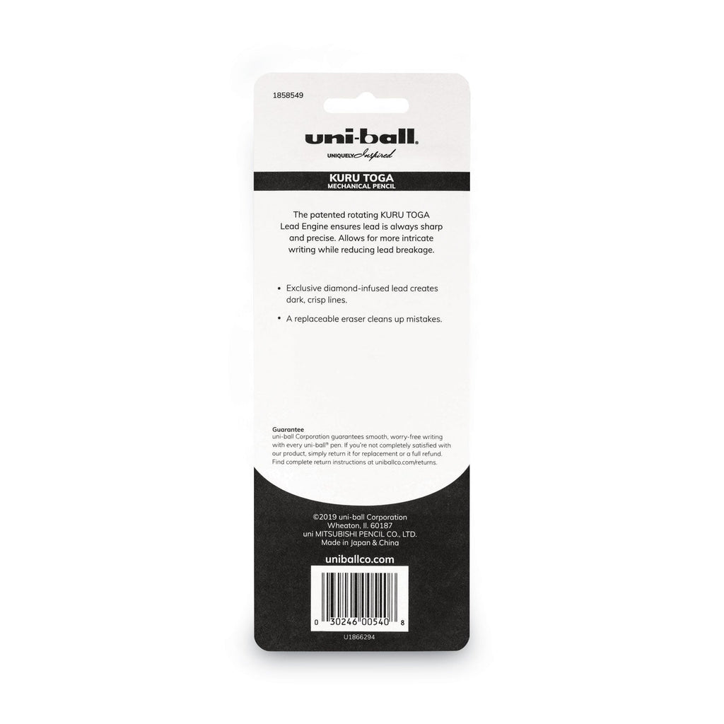 uniball KuruToga Mechanical Pencil, 0.7 mm, HB (#2), Black Lead, Black/Green Barrel 2xSavings