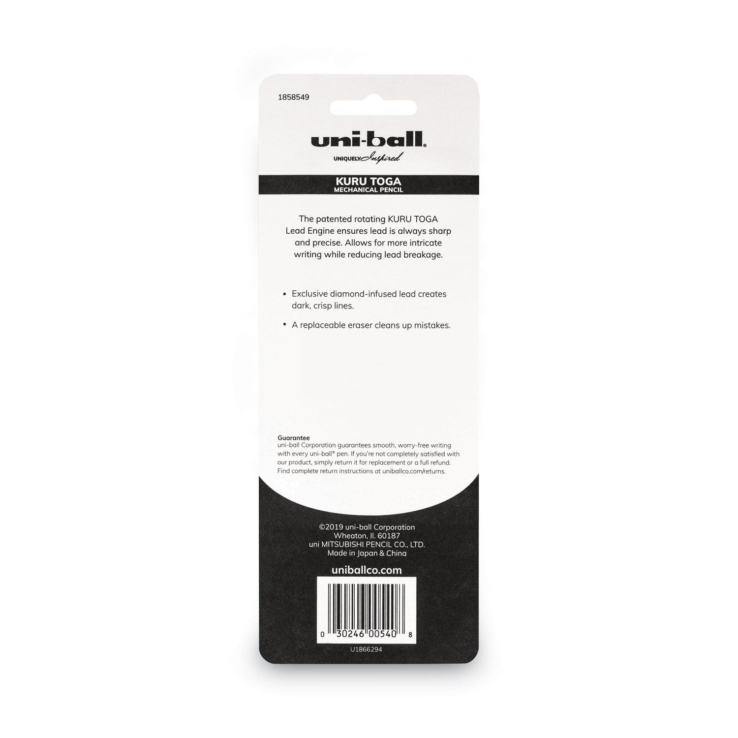 uniball KuruToga Mechanical Pencil, 0.7 mm, HB (#2), Black Lead, Black/Green Barrel 2xSavings
