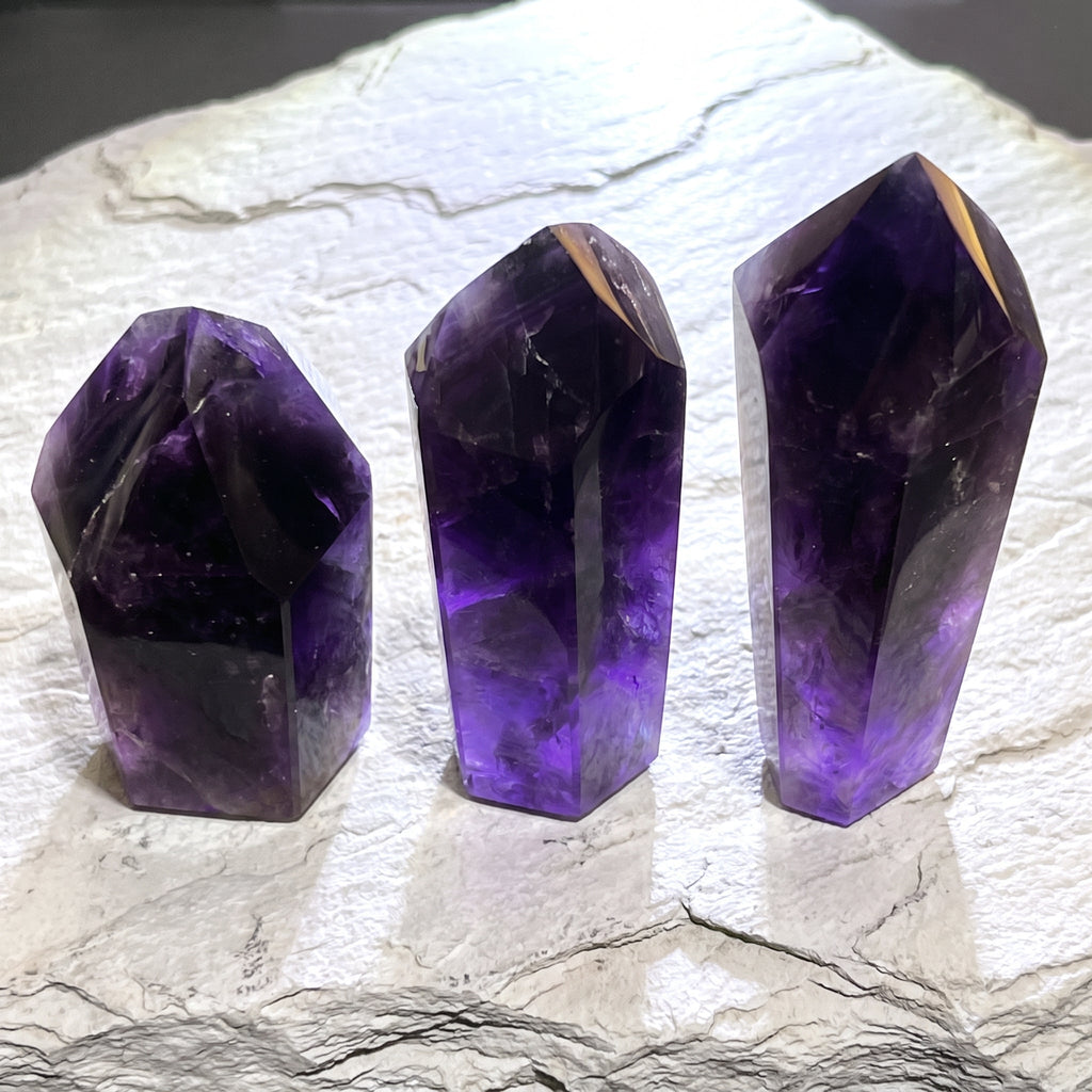 Large Dark Amethyst Crystal Faceted Standing Tower Carving Amazing Crystals