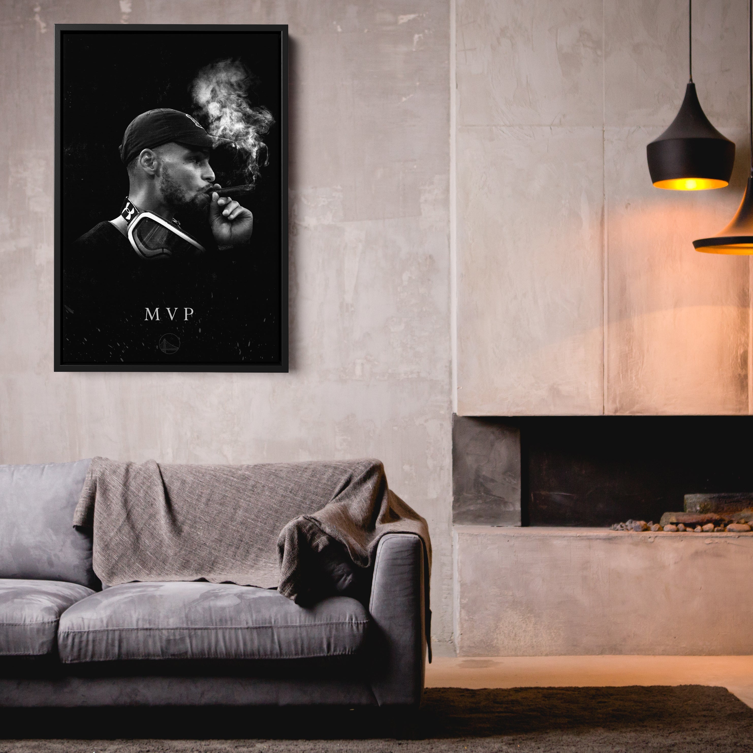 Stephen Curry Cigar Canvas – NBA Champion Wall Art CanvasBlackArt