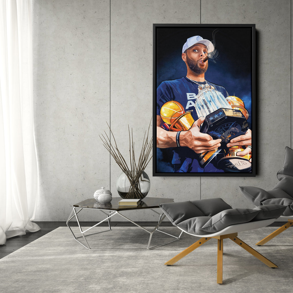 Stephen Curry Canvas – NBA Wall Art for Kids Decor CanvasBlackArt