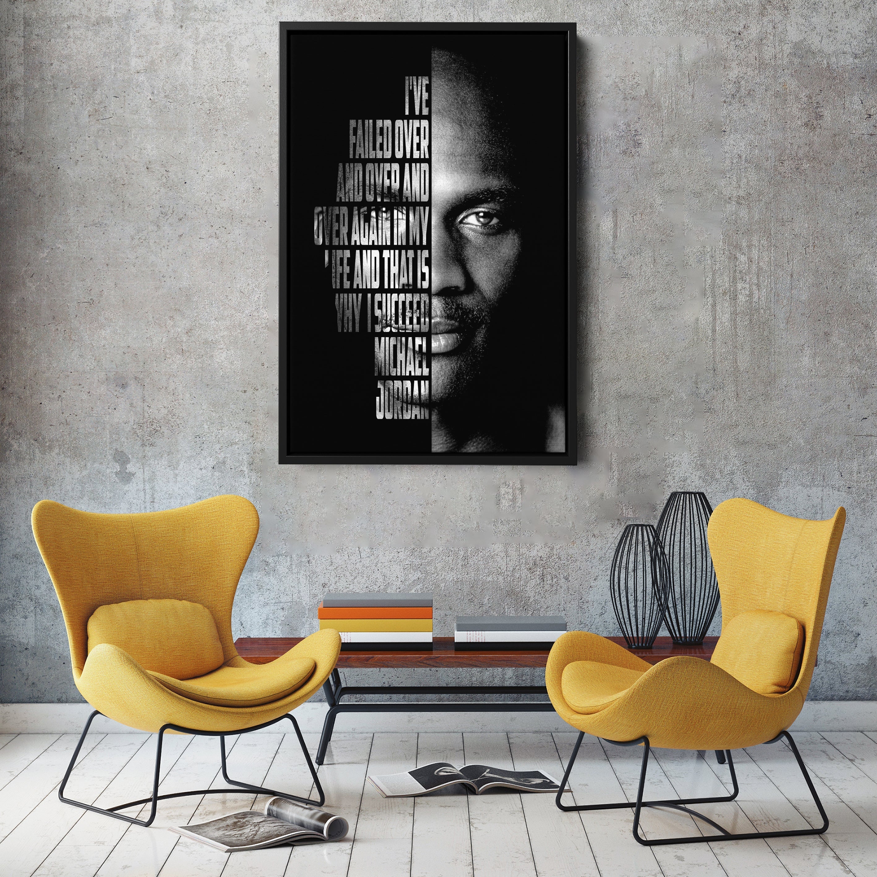 Michael Jordan Face Canvas Art - Motivational NBA Poster Wall Decor CanvasBlackArt