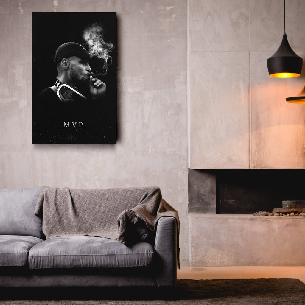 Stephen Curry Cigar Canvas – NBA Champion Wall Art CanvasBlackArt