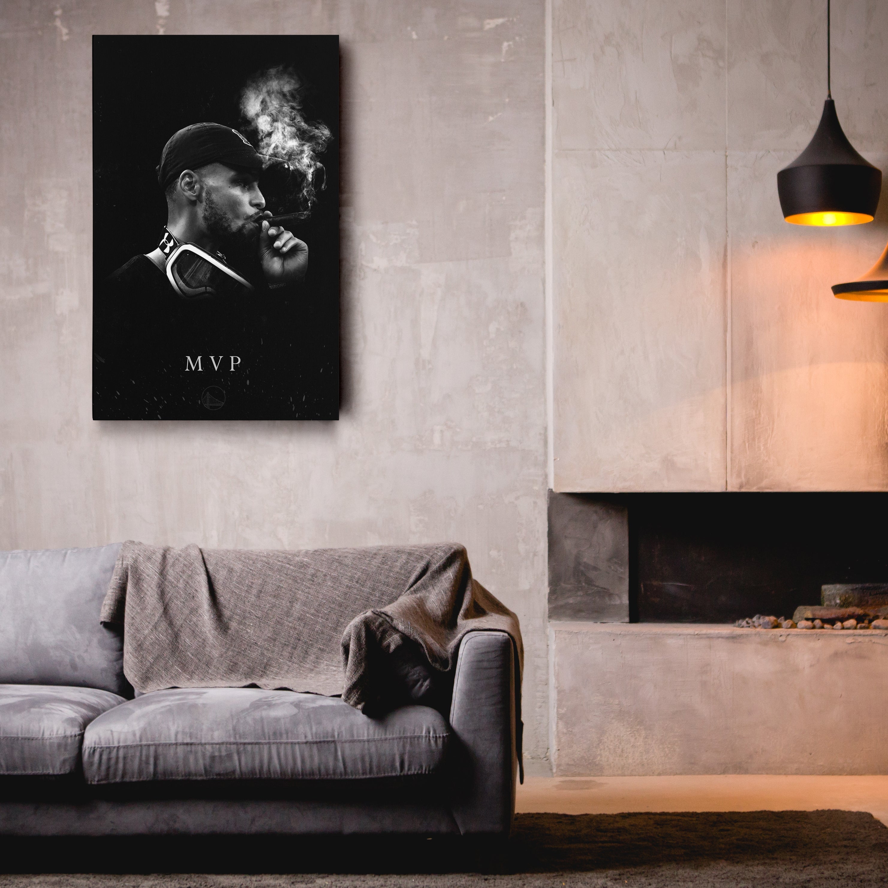 Stephen Curry Cigar Canvas – NBA Champion Wall Art CanvasBlackArt
