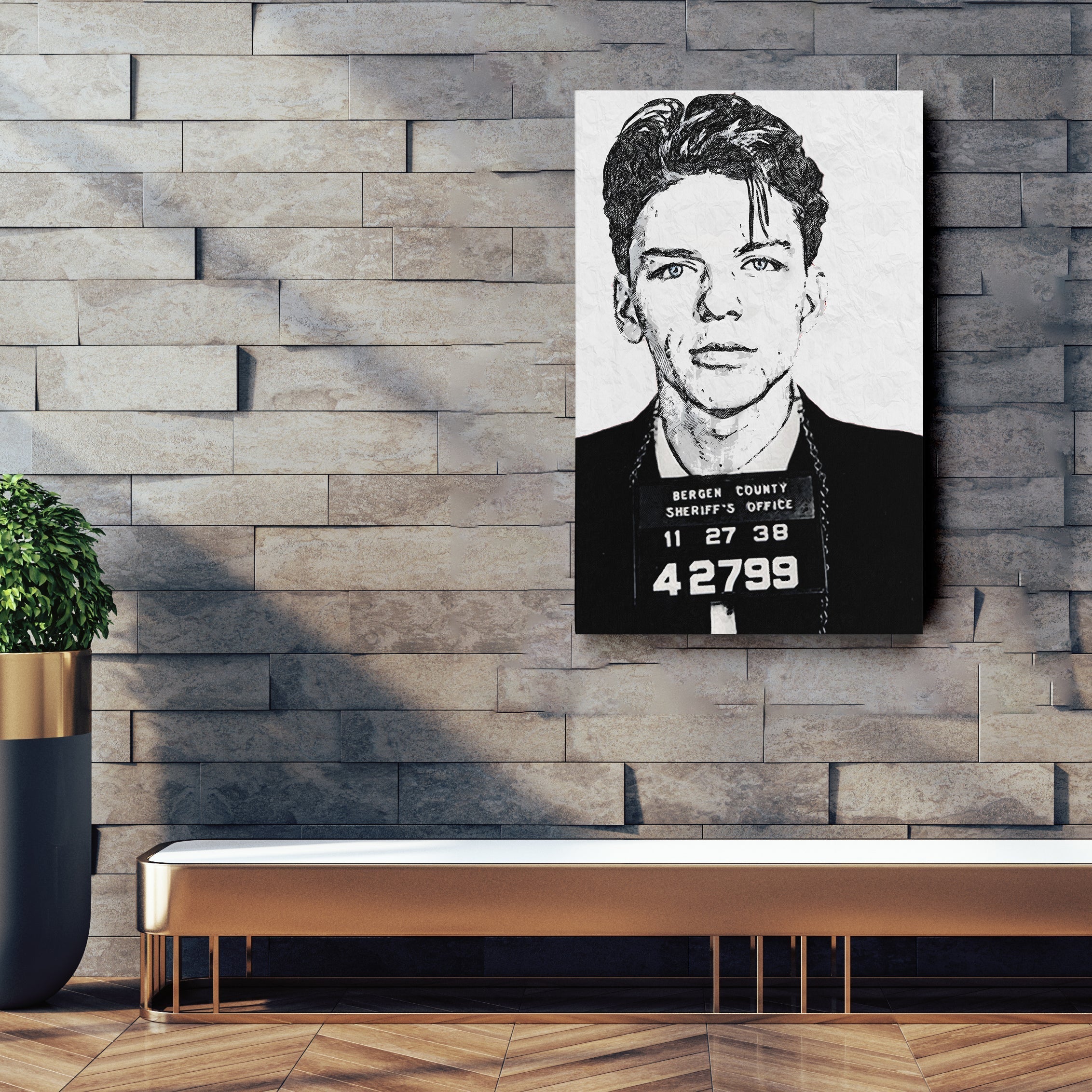 Frank Sinatra Mugshot Canvas – Vintage Wall Art Decor CanvasBlackArt