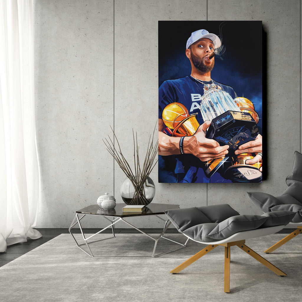 Stephen Curry Canvas – NBA Wall Art for Kids Decor CanvasBlackArt