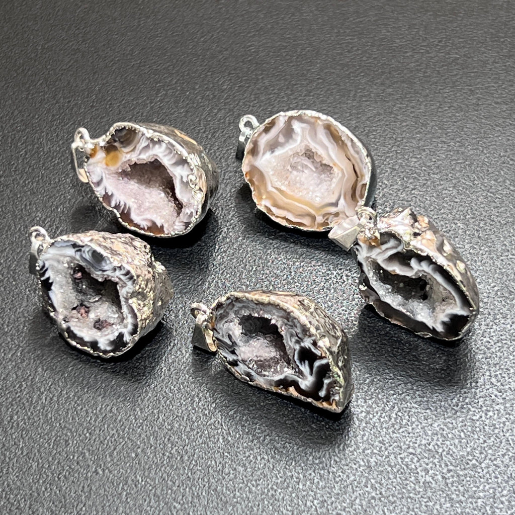 Oco Geode Druzy Crystal Pendant (Silver Plated Back) Amazing Crystals