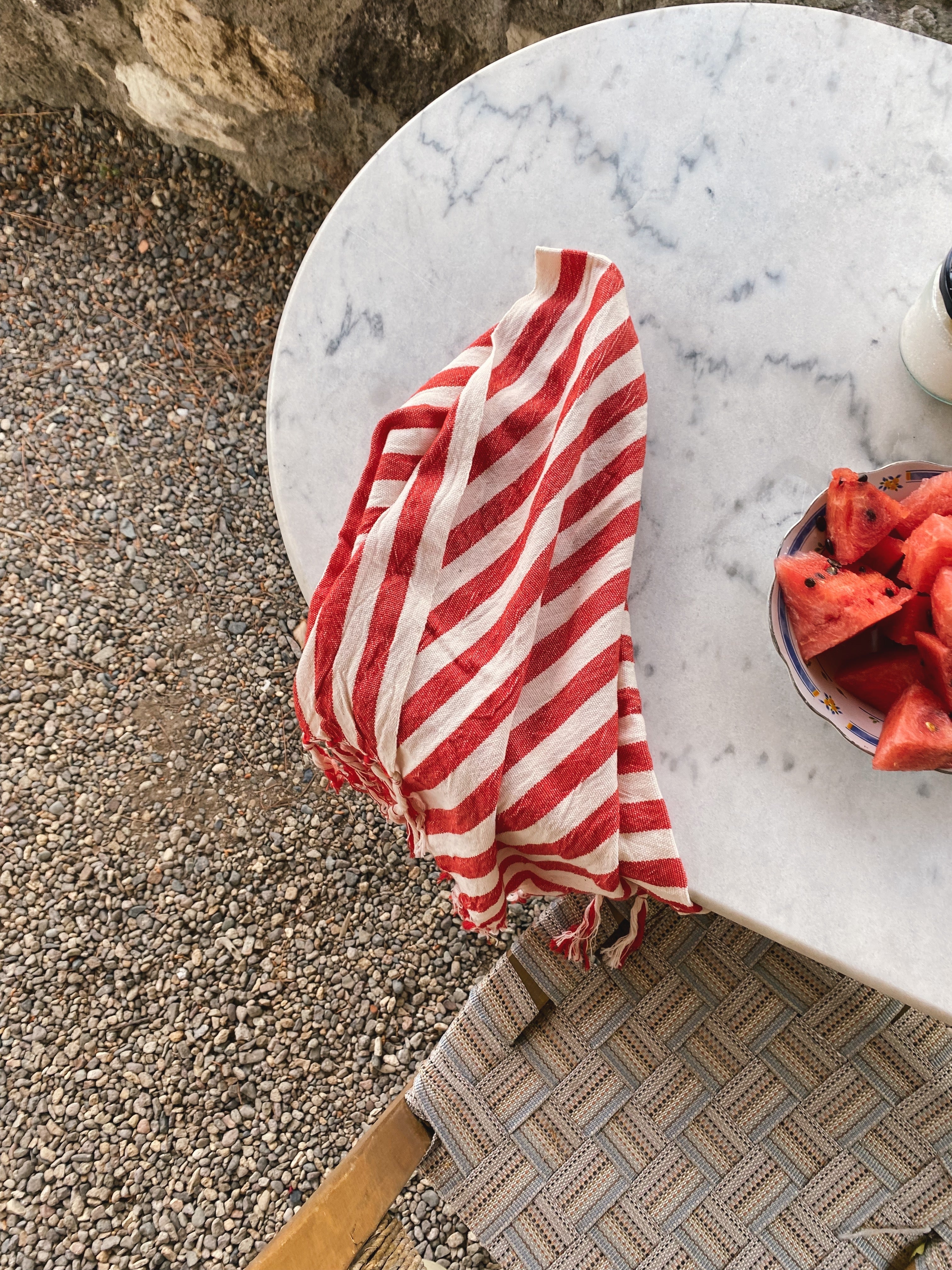 Girit Red Cotton Linen Towel Eastern Woven