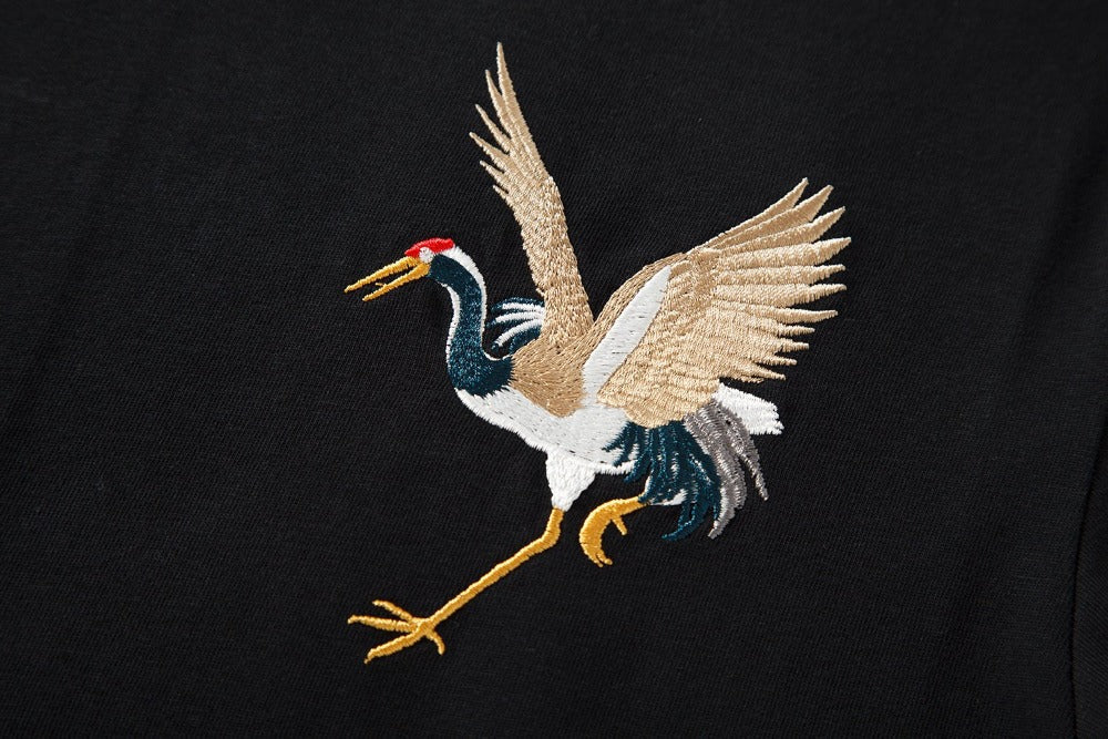 KH858 Flying Crane Embroidery Tee Niepce