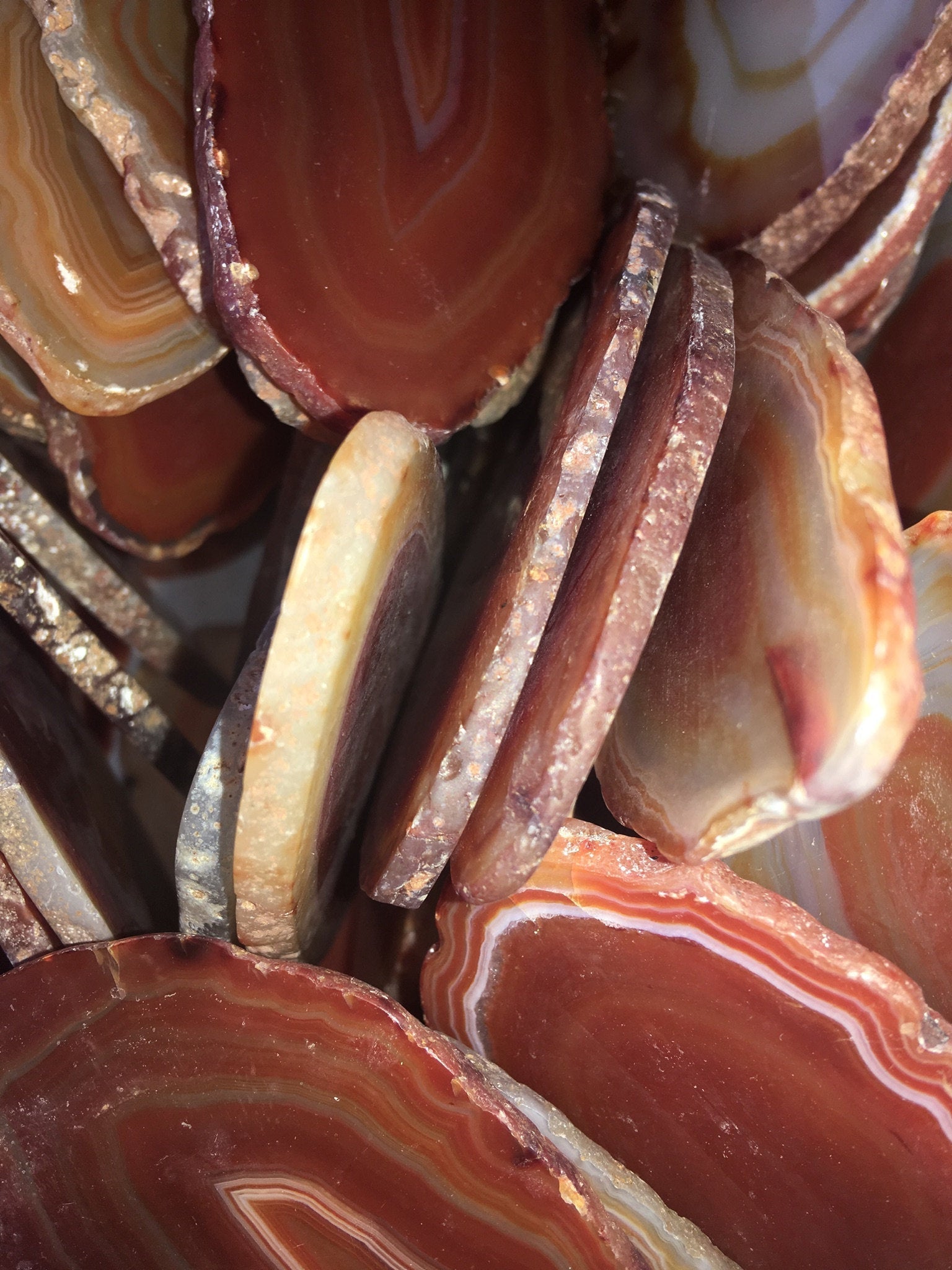 Agate Slice ( 6 - 7 Inches Long ) Size # 7 Grade A Round - Natural Crystal Slab - Polished Sliced Agates Tray Plate Slabs Coaster Amazing Crystals