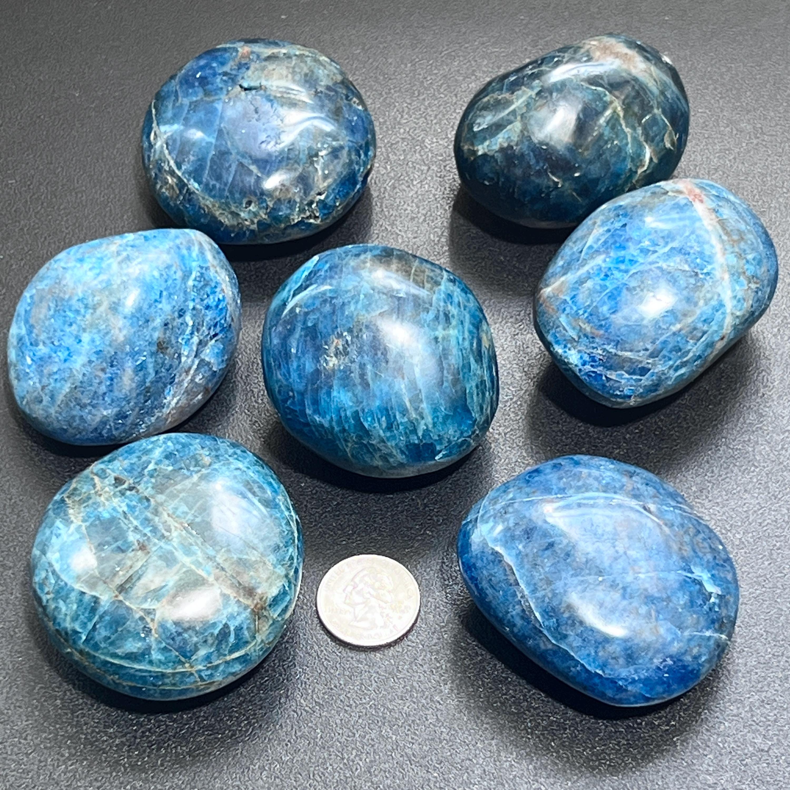Blue Apatite Large Freeform Palm Stones (2 to 2.5 Inches) Polished Carving Gemstones Amazing Crystals