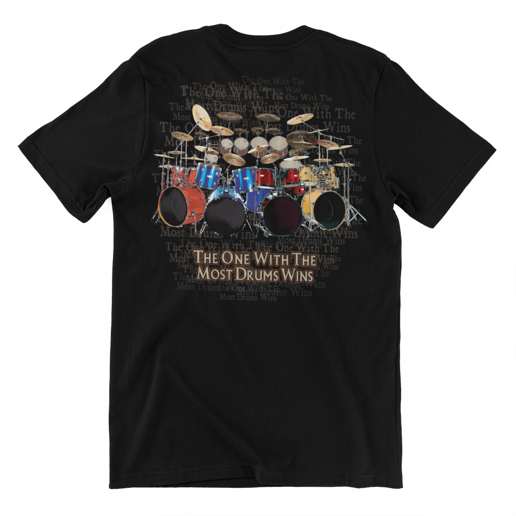 Most Drums Wins T-Shirt | Colorful Drums & Text Taboo