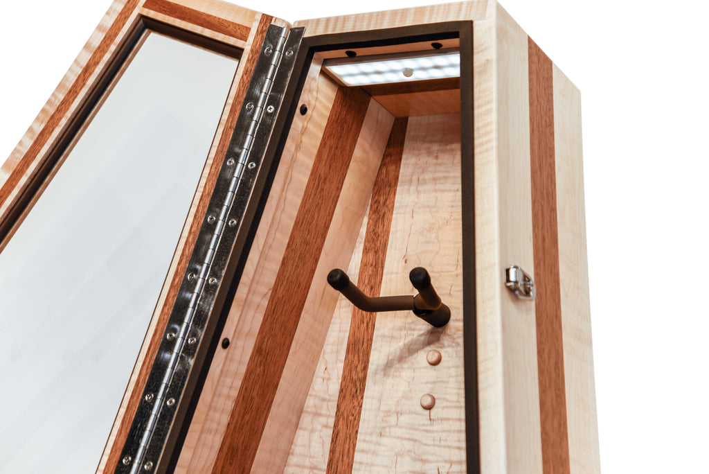 ClimaStand Triangle Humidor with Base - Flamed Maple with Mahogany Acoustic Remedy Cases