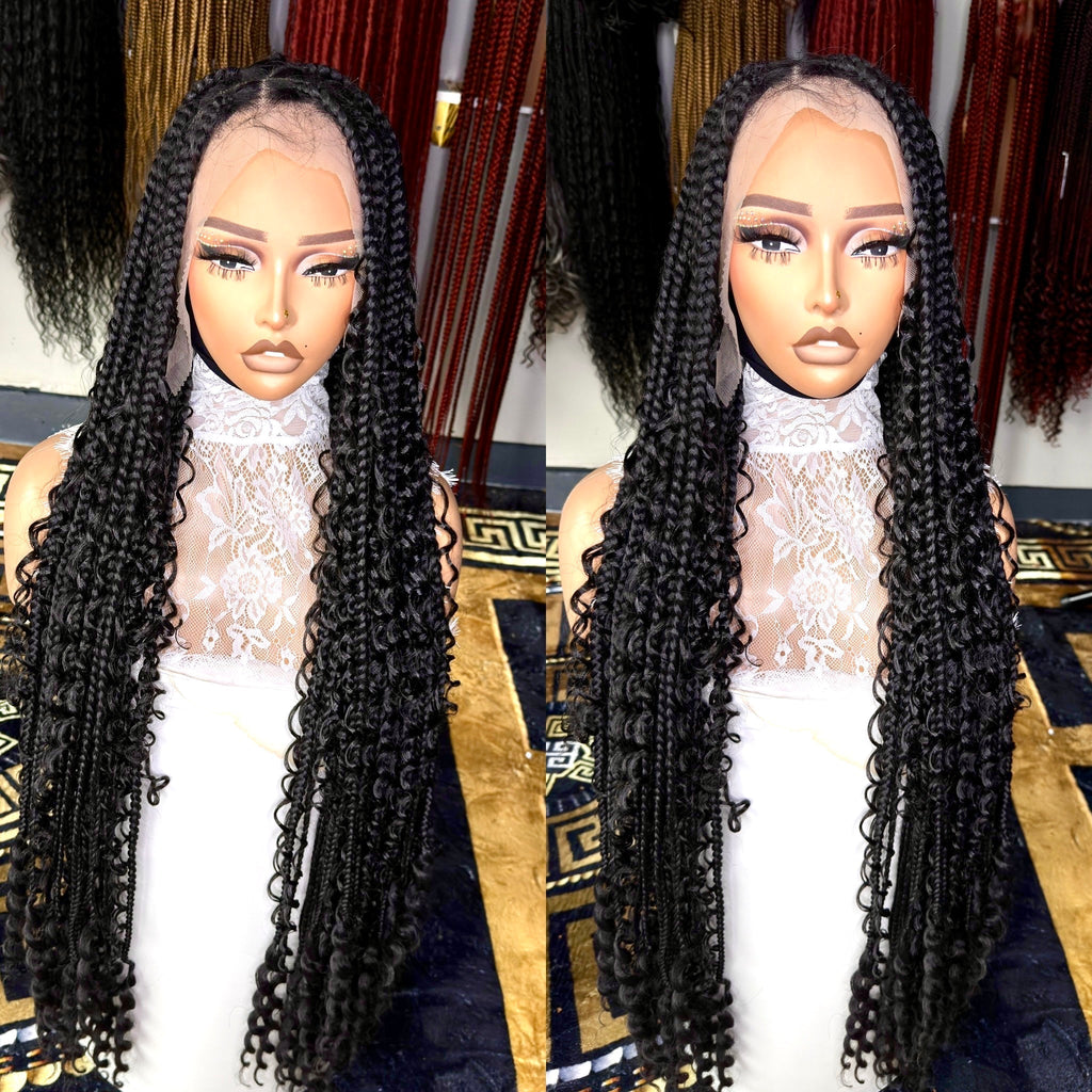 Black Boho knotless braids large knots HOL stores