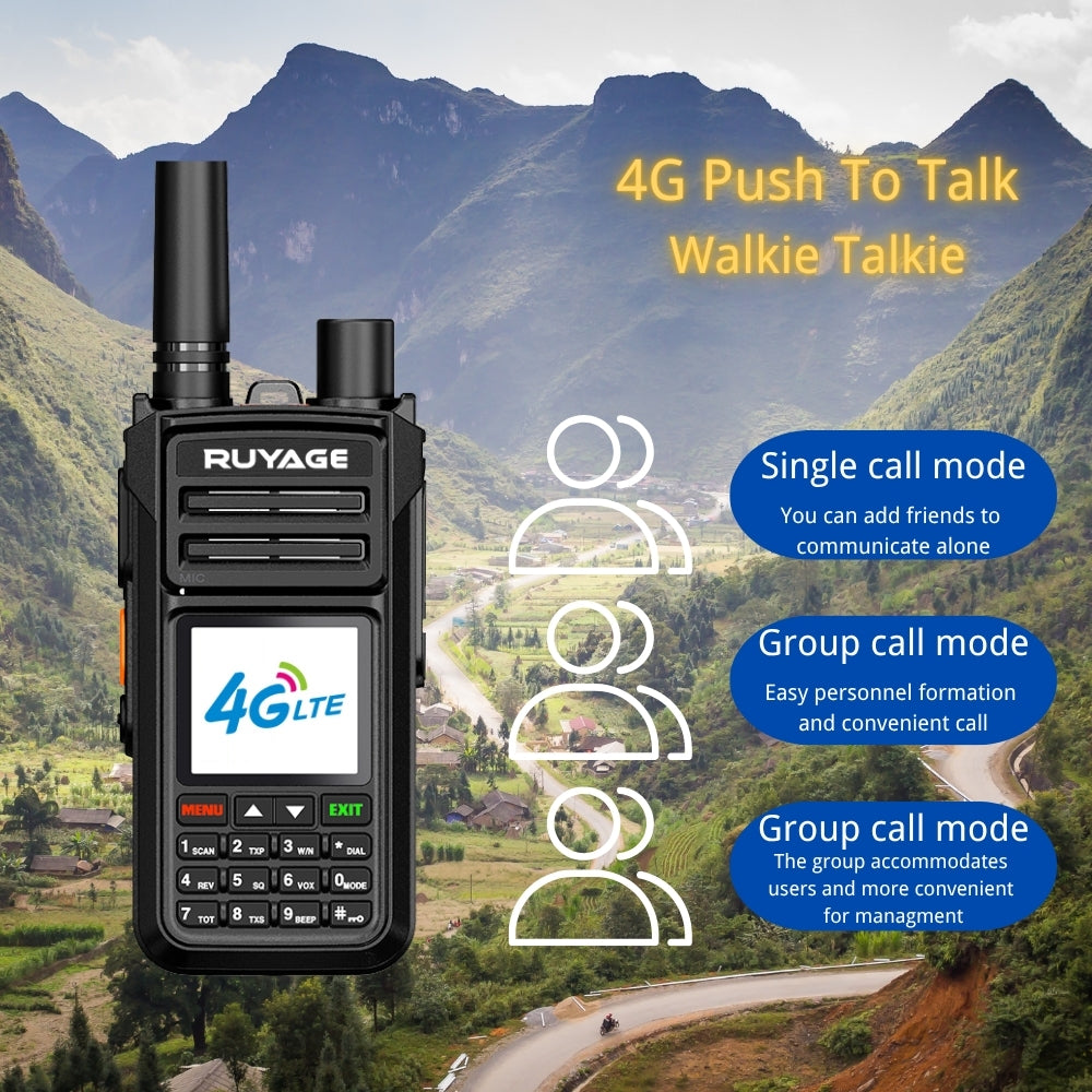 Ruyage X70 Nationwide Lifetime Free 4g+Uhf Walkie Talkies | Global Unlimited Range Dual Mode 2 Way Radios,Relay Function,3000mAh,for Job Site with SIM Cards 2 Pack Ruyage Radio
