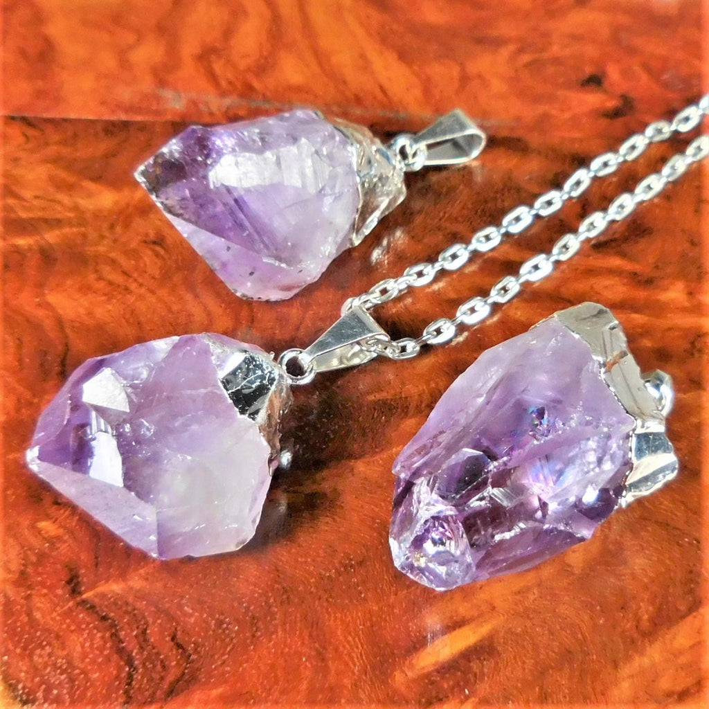 Purple Amethyst Crystal Point Pendant (Silver Plated) Wholesale Amazing Crystals
