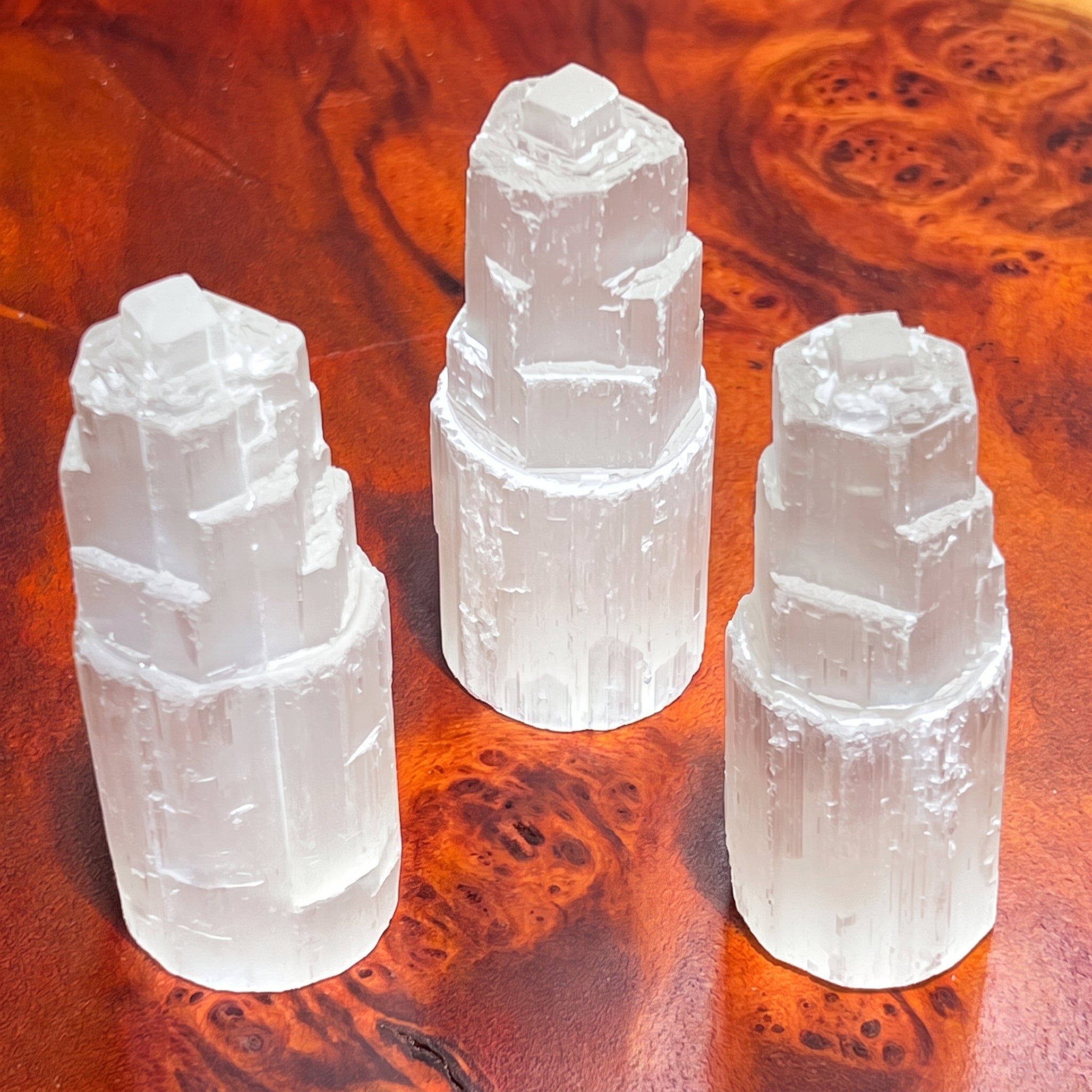 Selenite Satin Spar Crystal Standing Tower Carving (4 Inch) Amazing Crystals