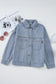 Striped Button Up Long Sleeve Denim Jacket