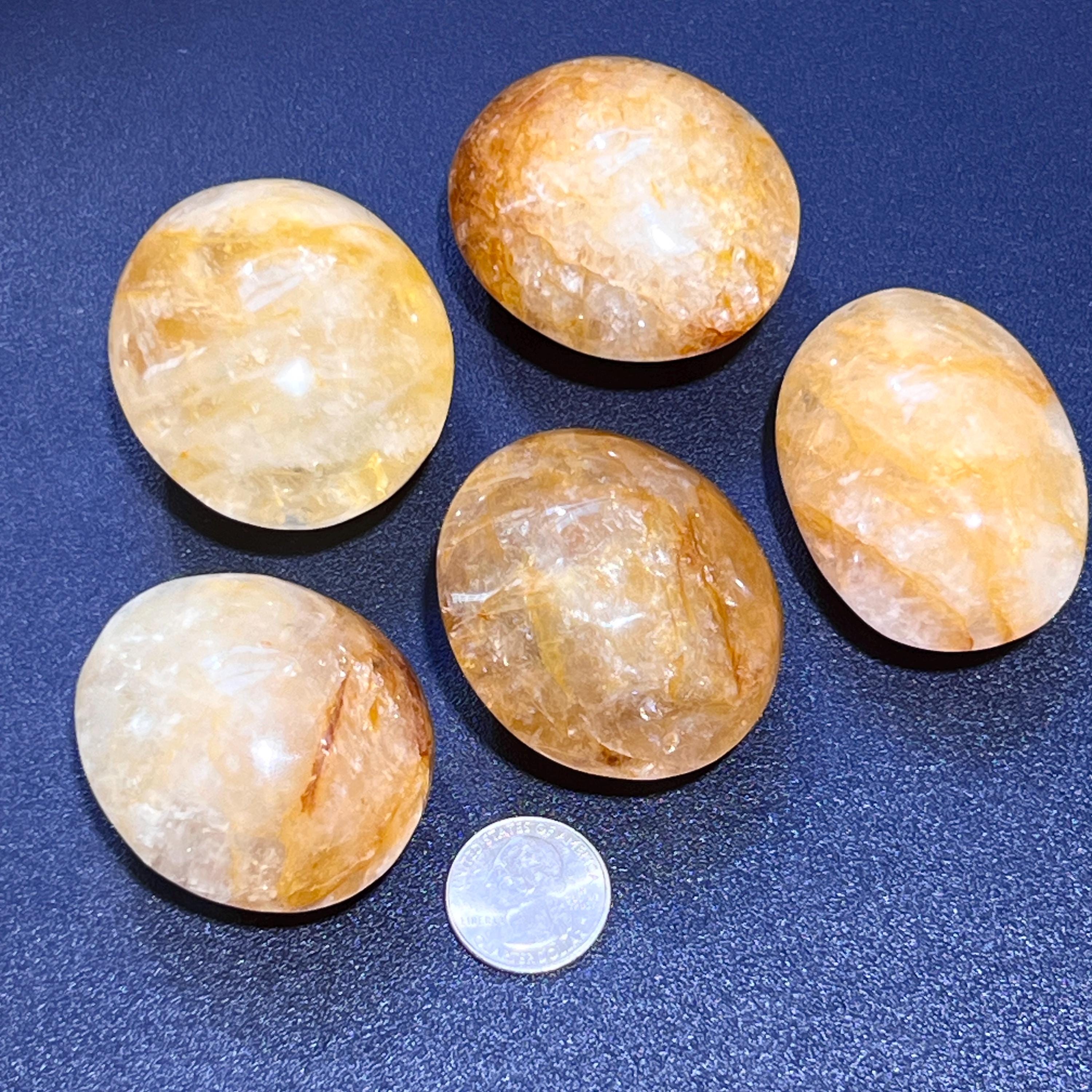 Golden Healer Quartz Palm Stone Gemstone Home Decor Carving Supply Amazing Crystals