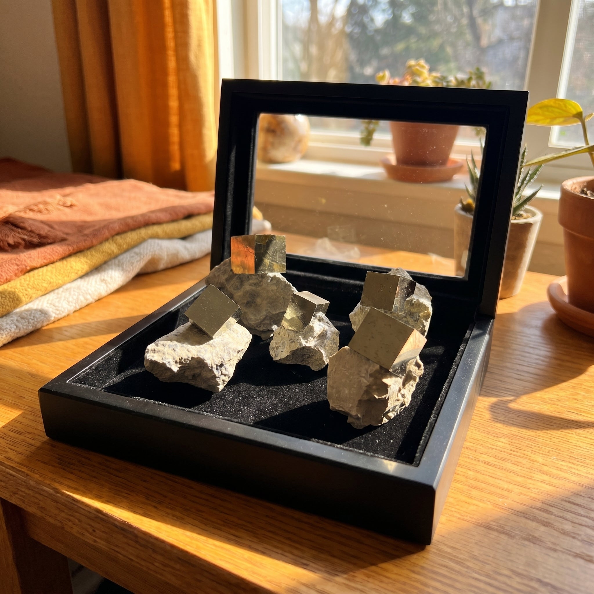 Golden Iron Pyrite Crystal Cubes In Rough Raw Matrix Amazing Crystals