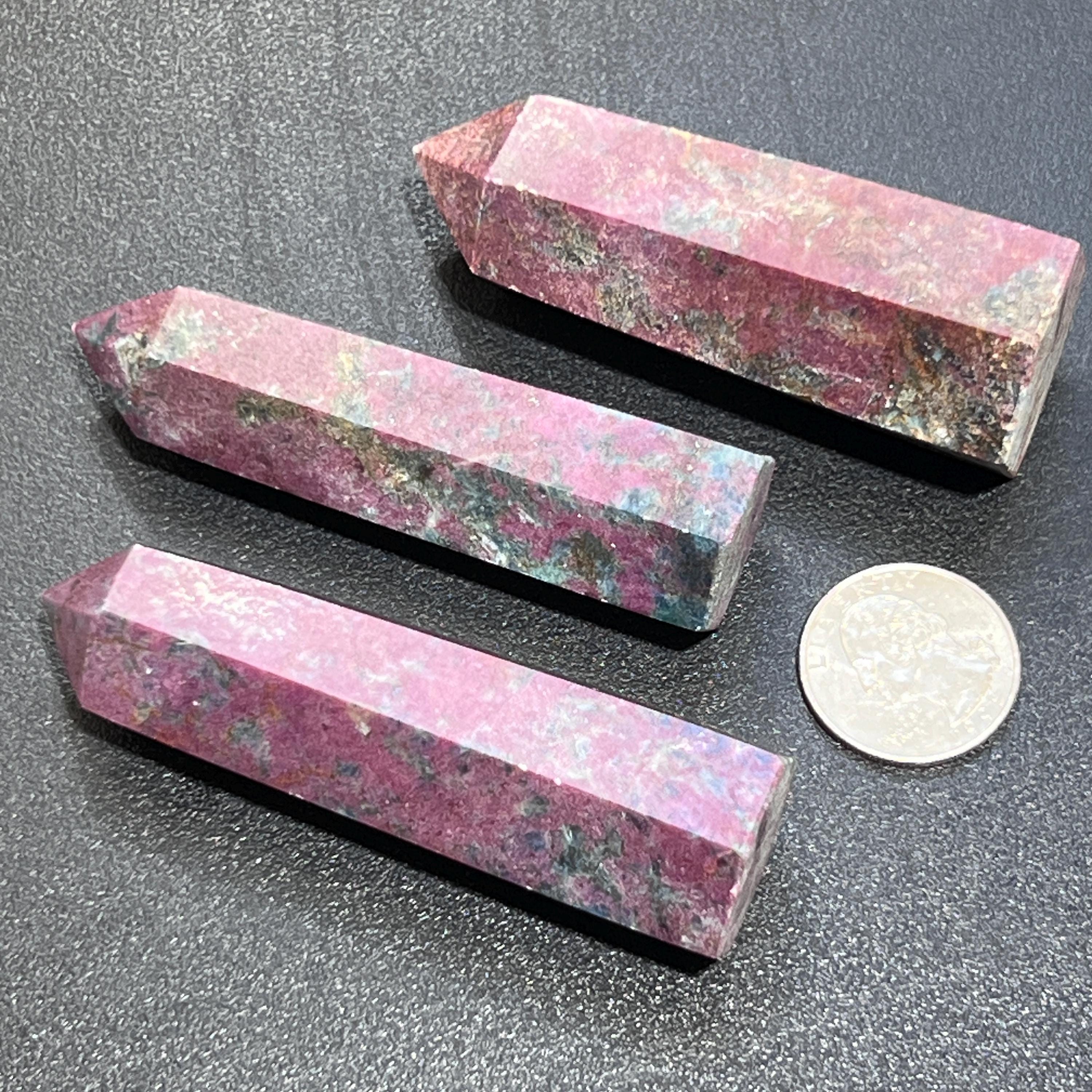Red Ruby With Fuchsite Crystal Standing Tower Obelisk Point (UV Reactive) Carving Amazing Crystals