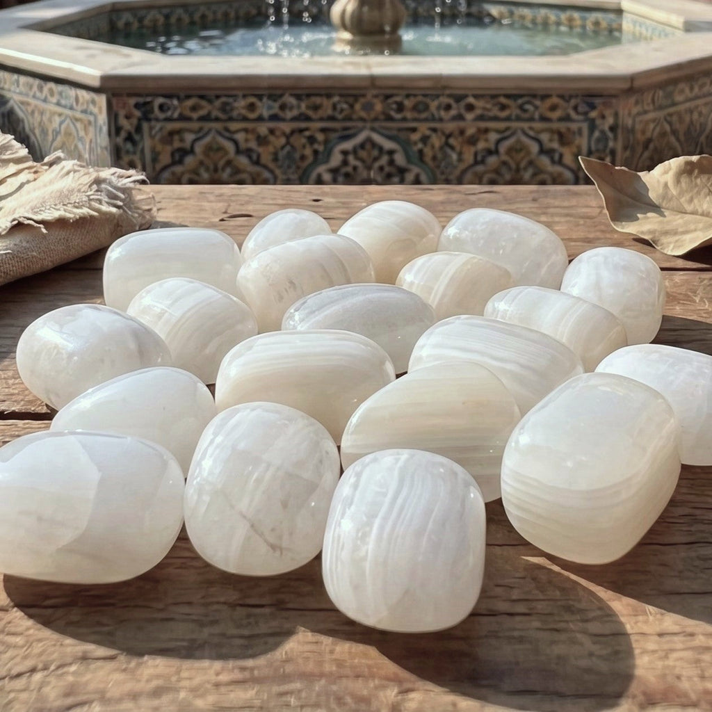 White Banded Calcite Tumbled Stones (By The Piece Or Pound) Amazing Crystals