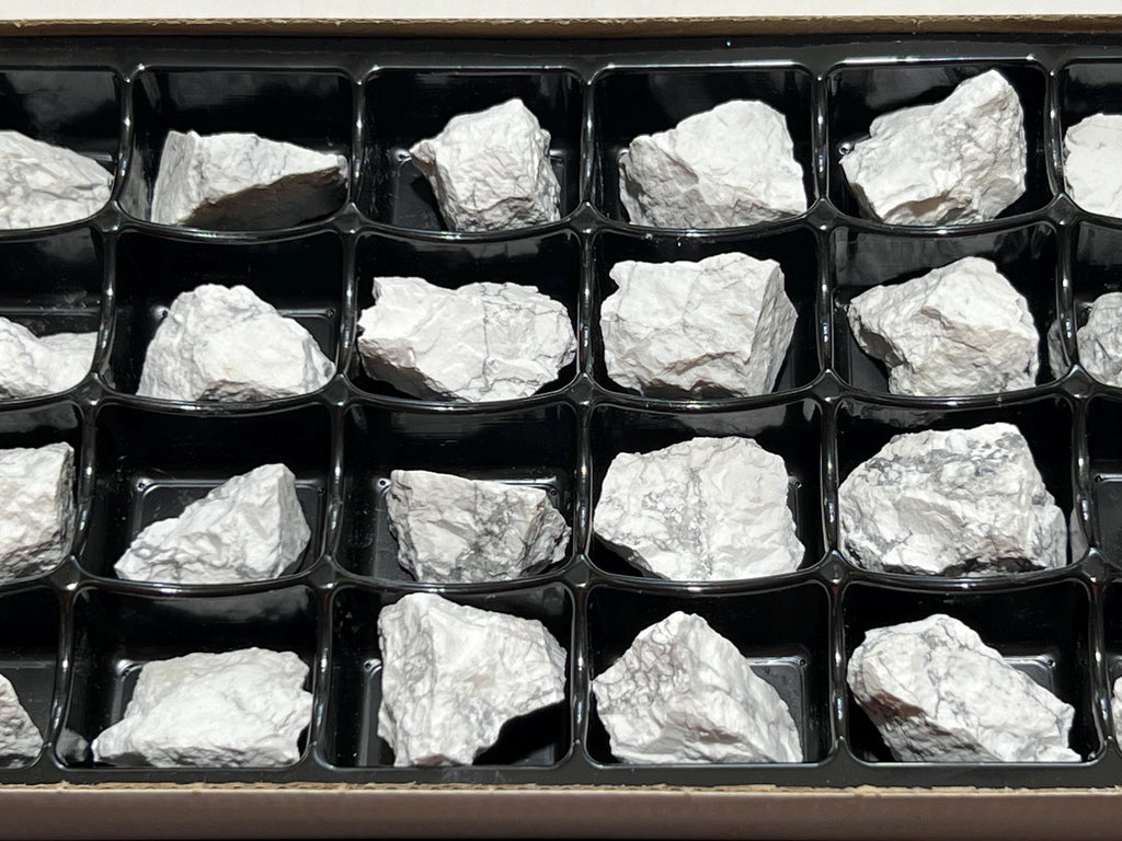 White Howlite Rough Raw Stones (24 Pcs) Boxed Flat Amazing Crystals