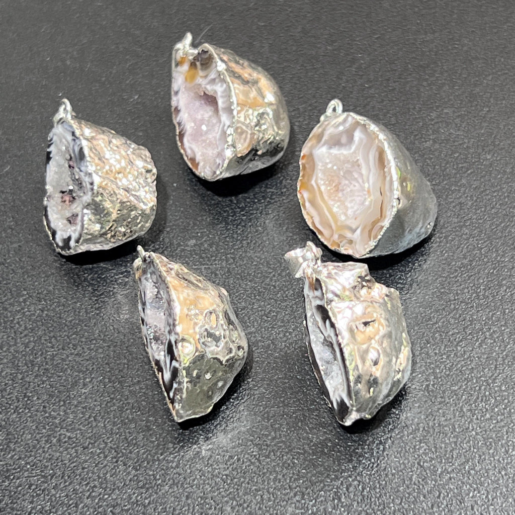 Oco Geode Druzy Crystal Pendant (Silver Plated Back) Amazing Crystals